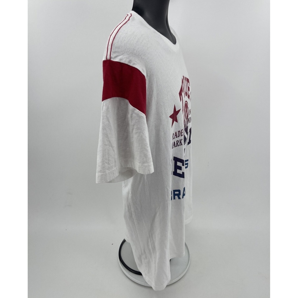 True Religion TShirt Mens SizeXL Short Sleeve Football Crew Neck Red White Black - Picture 4 of 6